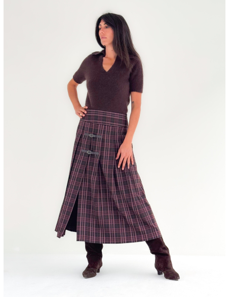 Maxi Pleated Check Skirt