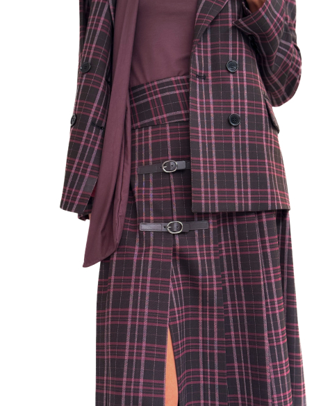 Maxi Pleated Check Skirt