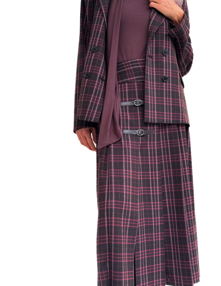 Maxi Pleated Check Skirt