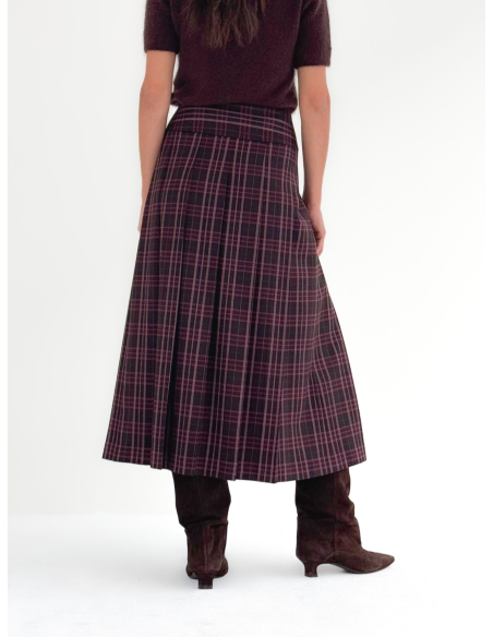 Maxi Pleated Check Skirt