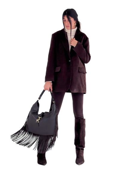 Stivale con Tacco in pelle scamosciato