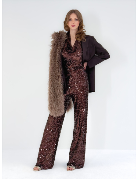 Pantalone brown in Paillettes