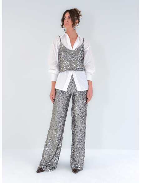 Grey Pants in Sequins