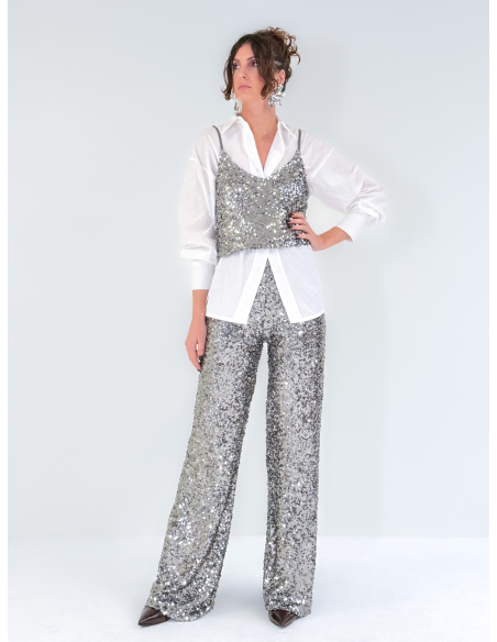 Grey Pants in Sequins