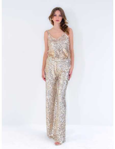 Pantalone champagne in Paillettes