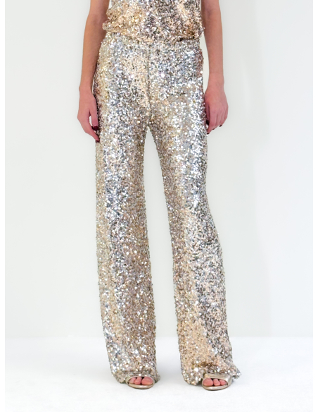 Pantalone champagne in Paillettes