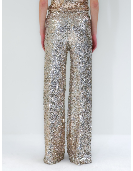 Pantalone champagne in Paillettes