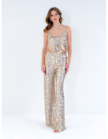 Pantalone champagne in Paillettes