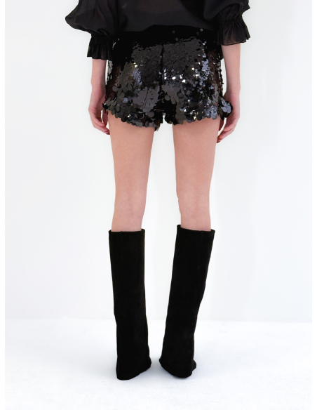 Black sequin shorts