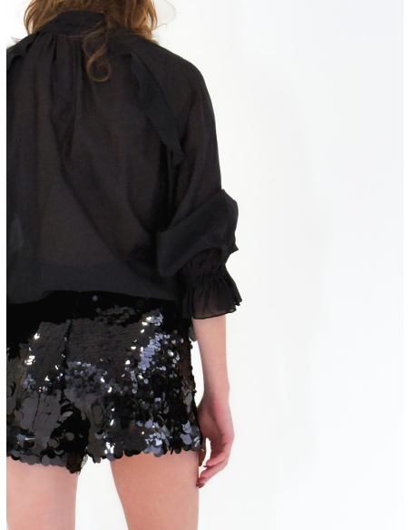 Blouse with ruffles in eucalyptus viscose