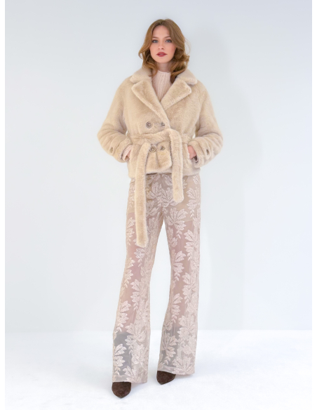 Pantalone con ricamo in paillettes