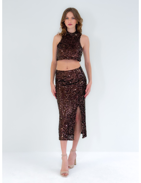 Brown Sequins Longuette
