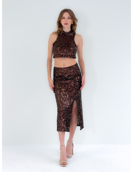 Brown Sequins Longuette
