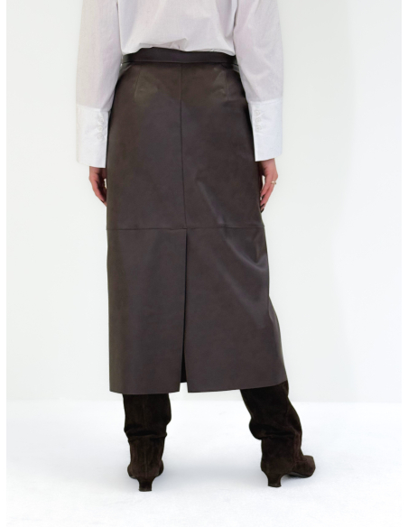 Gonna longuette in ecopelle