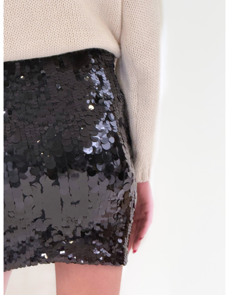 Mini gonna black in paillettes