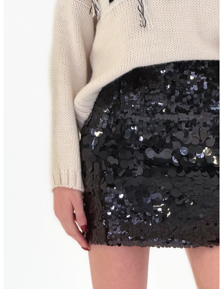 Mini gonna black in paillettes