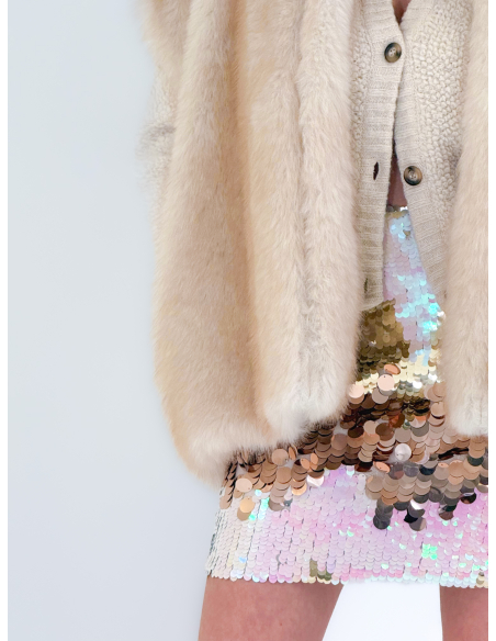 Champagne sequined mini skirt