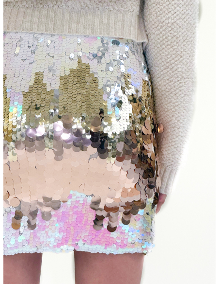 Champagne sequined mini skirt