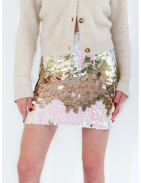 Champagne sequined mini skirt