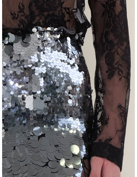 Silver sequin mini skirt
