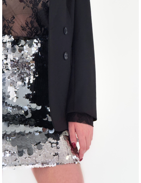 Mini gonna in paillettes argento