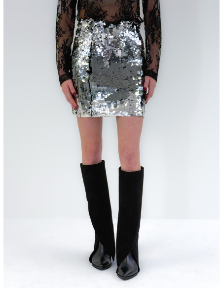 Silver sequin mini skirt