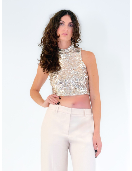Champagne Sequin Crop Top