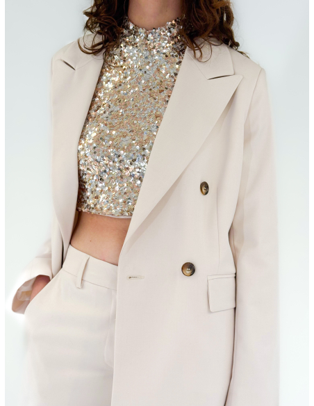 Top crop Champagne in Paillettes