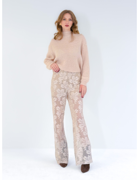 Maglione traforato a collo alto