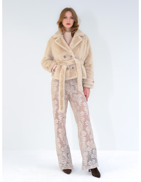 Maglione traforato a collo alto