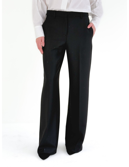 Pantalone a palazzo con applicazioni in paillettes