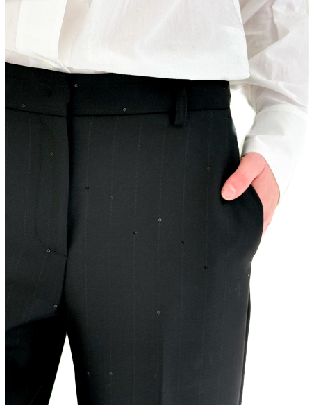 Pantalone a palazzo con applicazioni in paillettes
