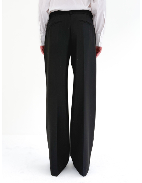 Pantalone a palazzo con applicazioni in paillettes