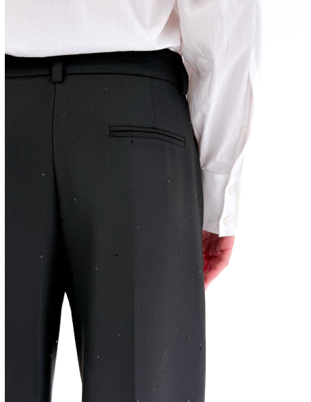 Pantalone a palazzo con applicazioni in paillettes