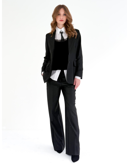 Pantalone a palazzo con applicazioni in paillettes