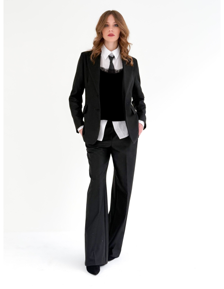 Pantalone a palazzo con applicazioni in paillettes