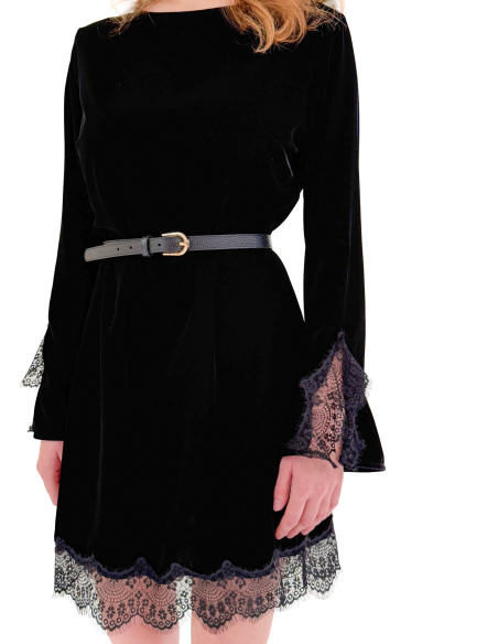 Mini dress in Ciniglia con pizzo