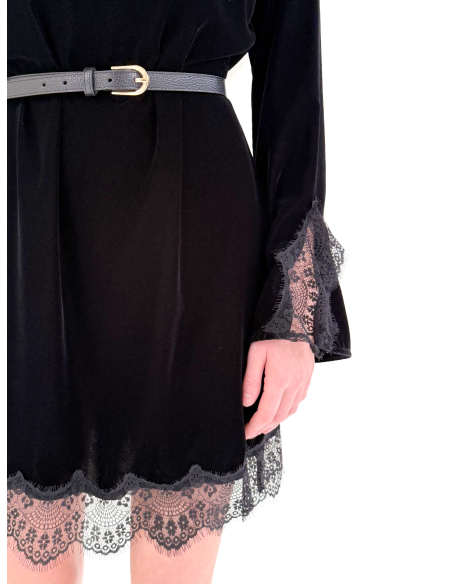 Mini dress in Ciniglia con pizzo