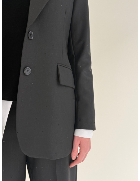 Giacca monopetto con applicazioni in paillettes