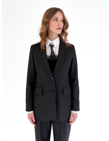 Giacca monopetto con applicazioni in paillettes