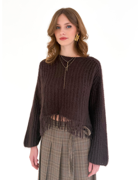 Openwork Sweater with Fringes