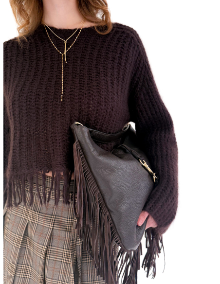 Openwork Sweater with Fringes