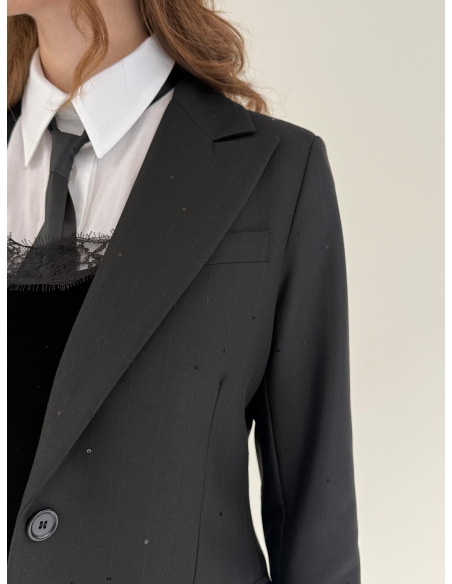 Chenille top with lace appliques