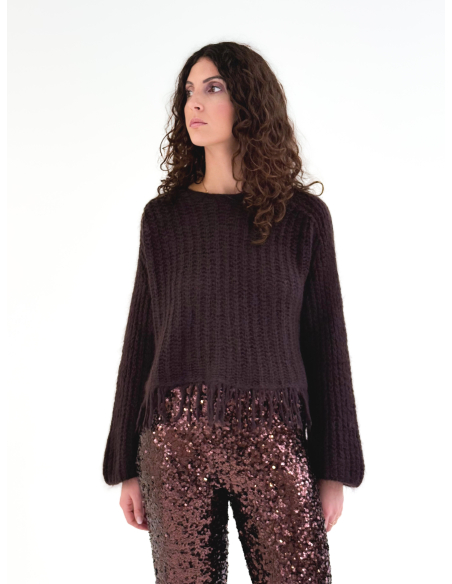 Openwork Sweater with Fringes