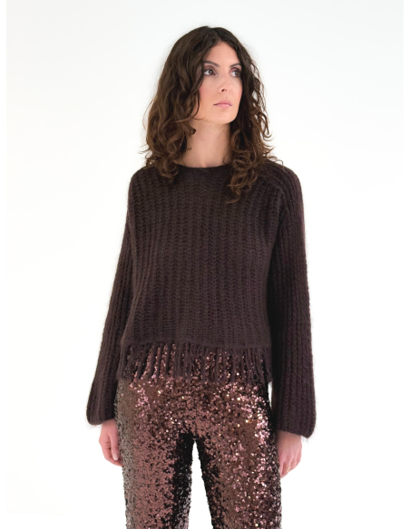 Openwork Sweater with Fringes
