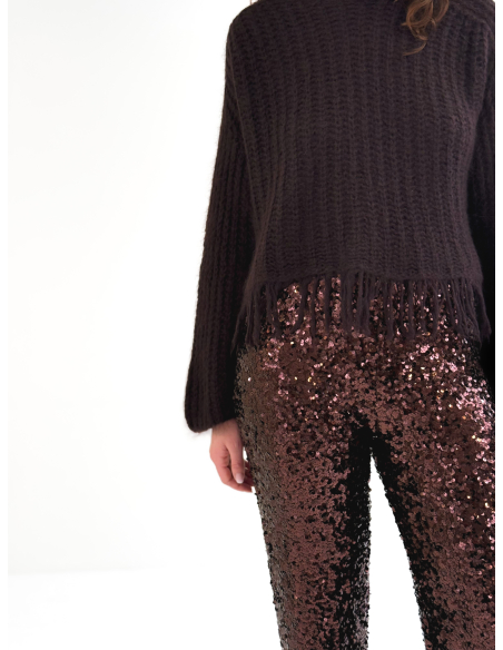 Pantalone brown in Paillettes