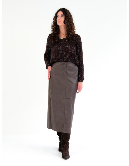 Eco leather longuette skirt