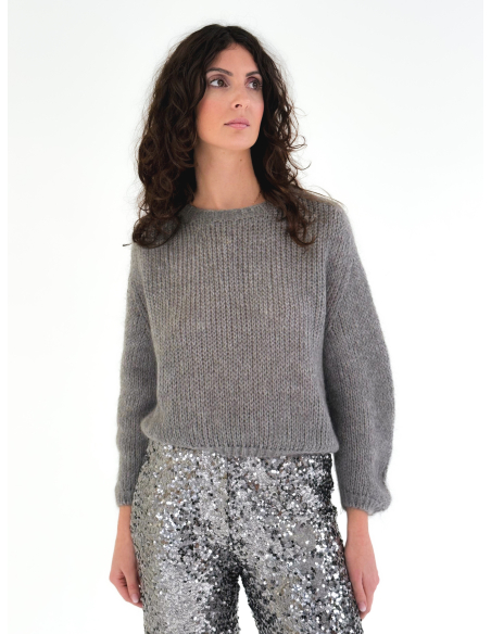 Wool Blend Crew Neck Sweater