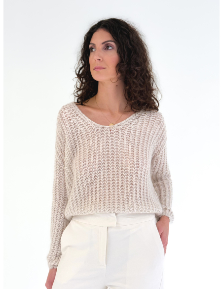 V-neck sweater with sequin applique