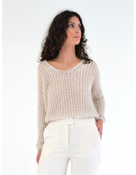V-neck sweater with sequin applique